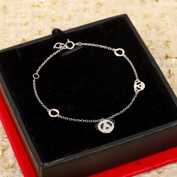 Women's 925 Silver Panda Bracelet with White Diamonds – Elegant & Playful Charm - Image 3