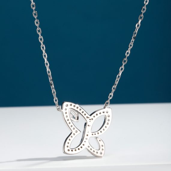 Women's 925 Sterling Silver Butterfly Necklace with Full Diamond Accents - Image 3