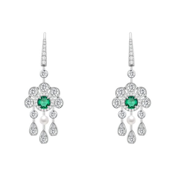 Women's 925 Silver Full Diamond Emerald Sunflower Earrings – Elegant Floral Design