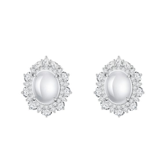 Women's 925 Sterling Silver White Chalcedony Drop Earrings – Elegant & Timeless Design